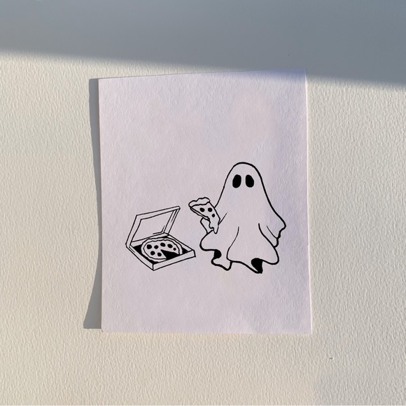 spooky ghost with pizza drawing - Picture 2 of 2